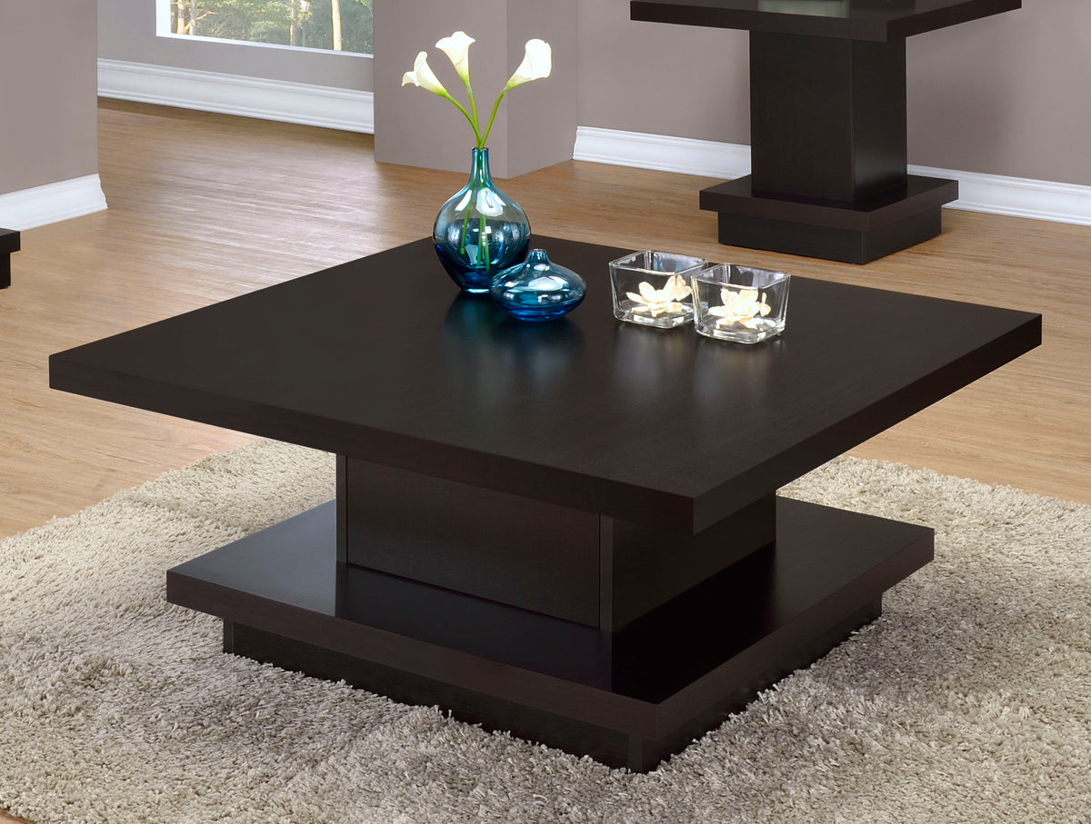 Reston Square Engineered Wood Coffee Table with Casters Cappuccino