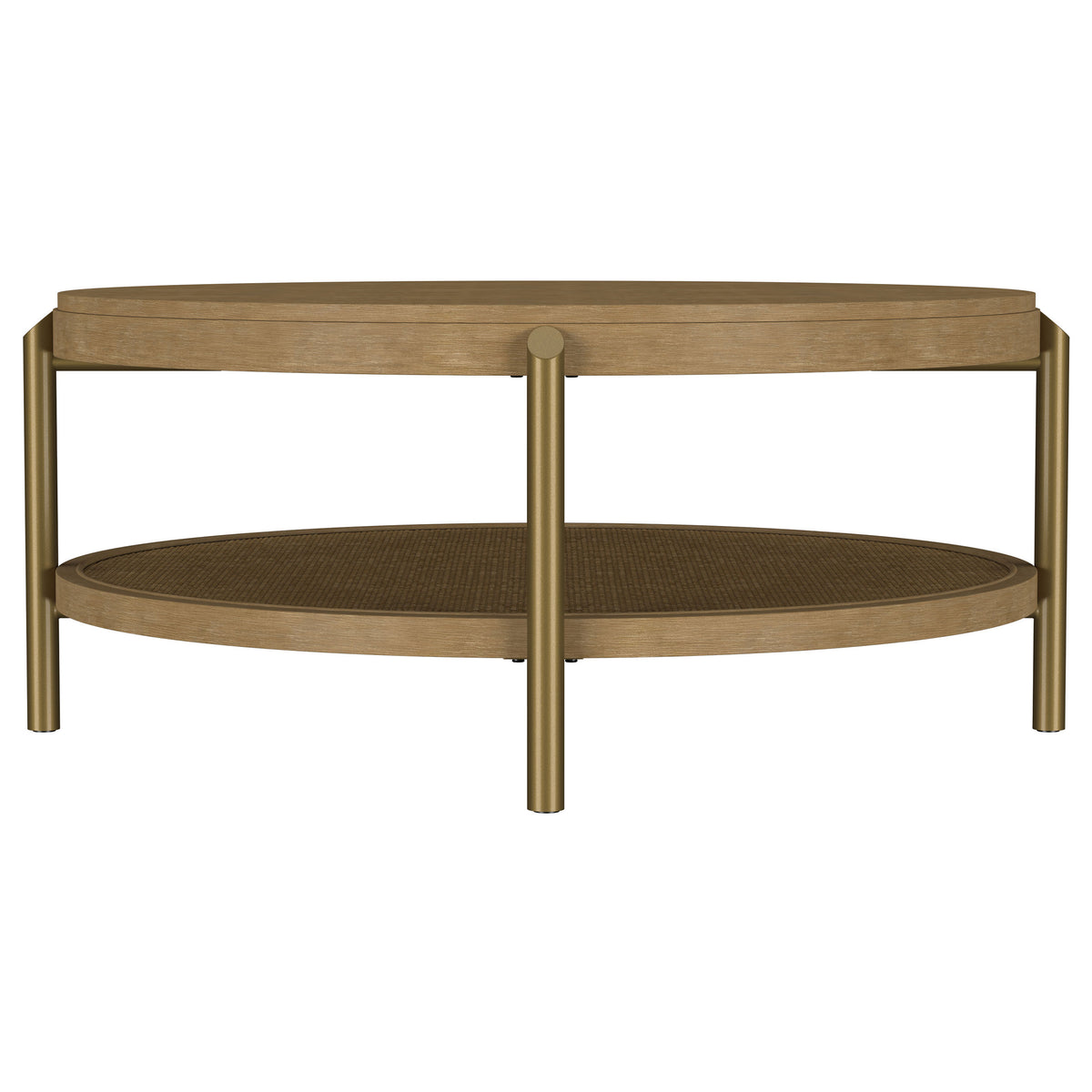 Arini Round Coffee Table with Storage Shelf Sand Wash