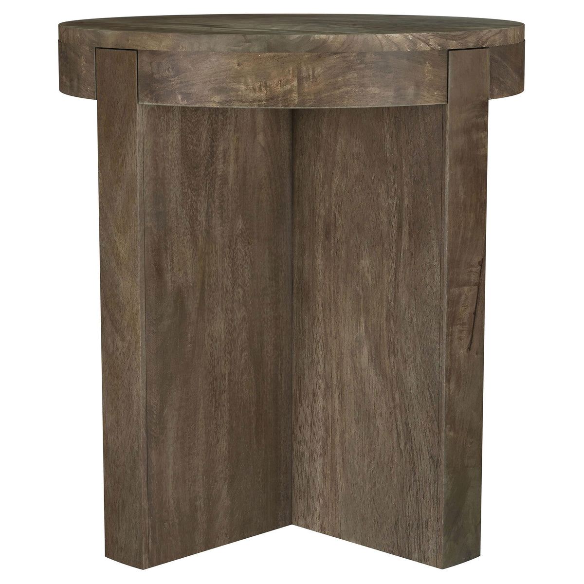 Kinkaid Round Mango Wood End Table Brown