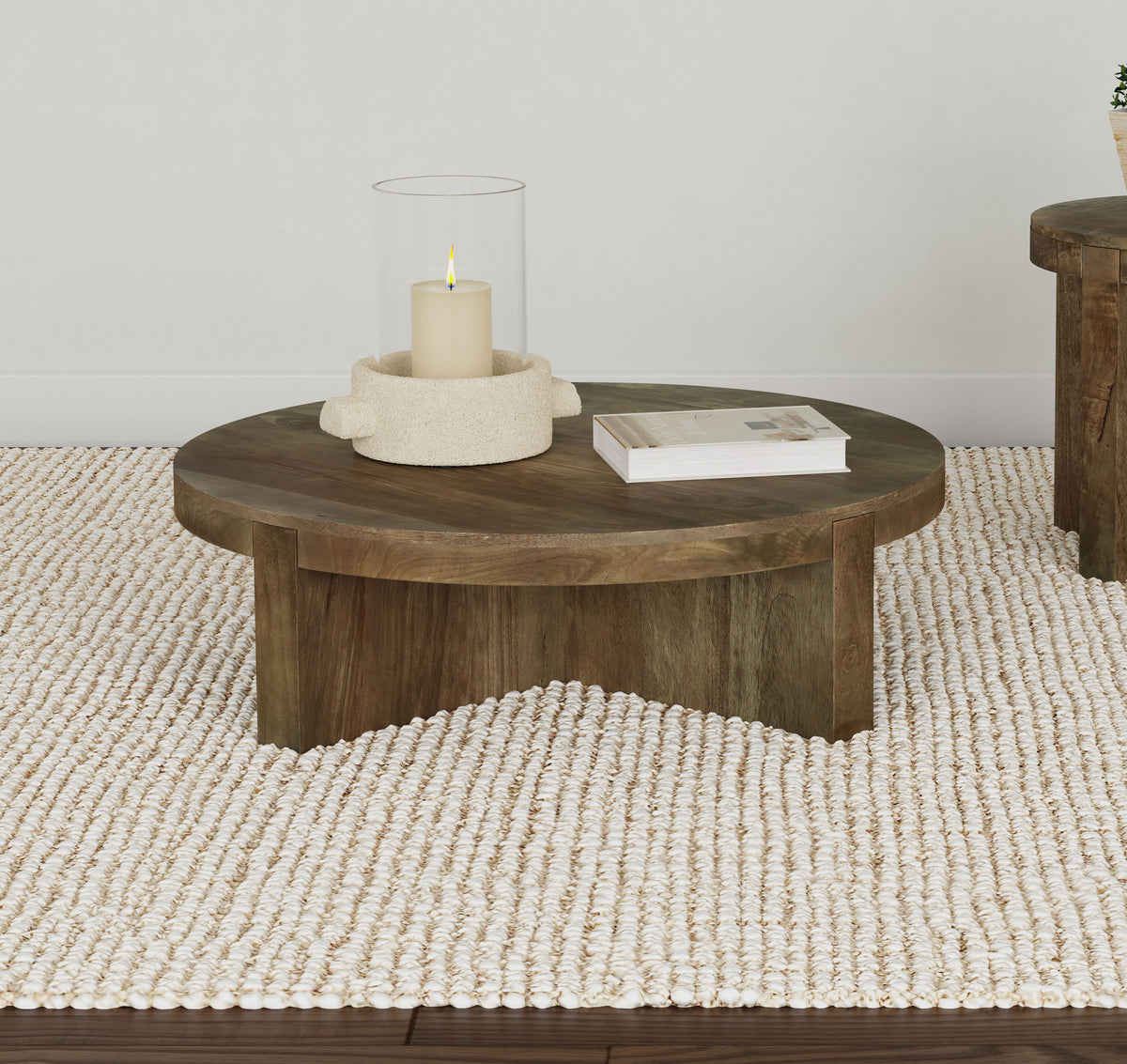 Kinkaid Round Mango Wood Coffee Table Brown