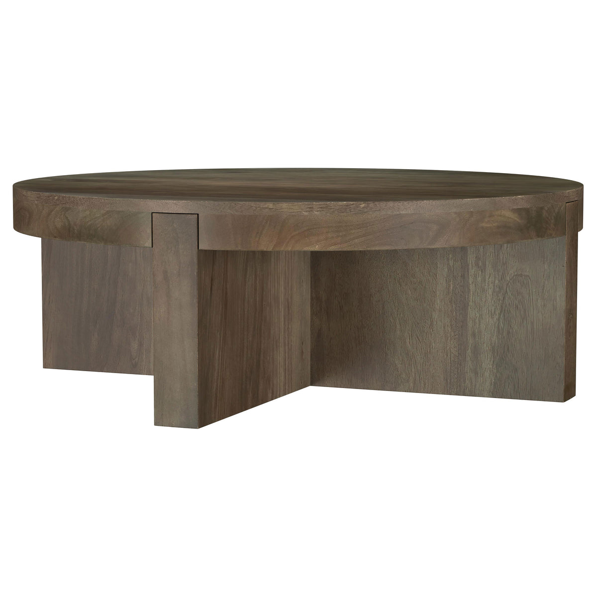 Kinkaid Round Mango Wood Coffee Table Brown