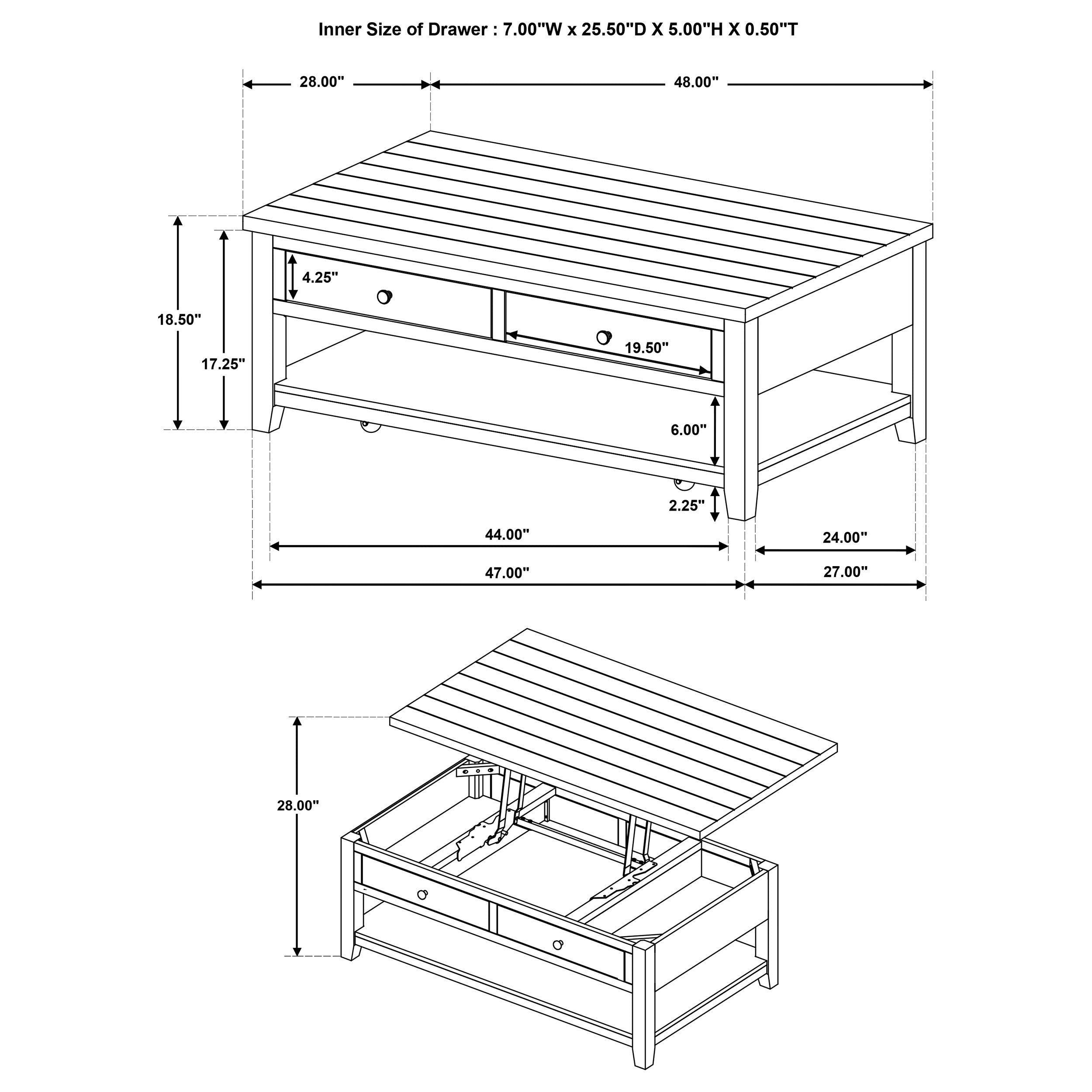 Payne Mobile Lift Top Coffee Table