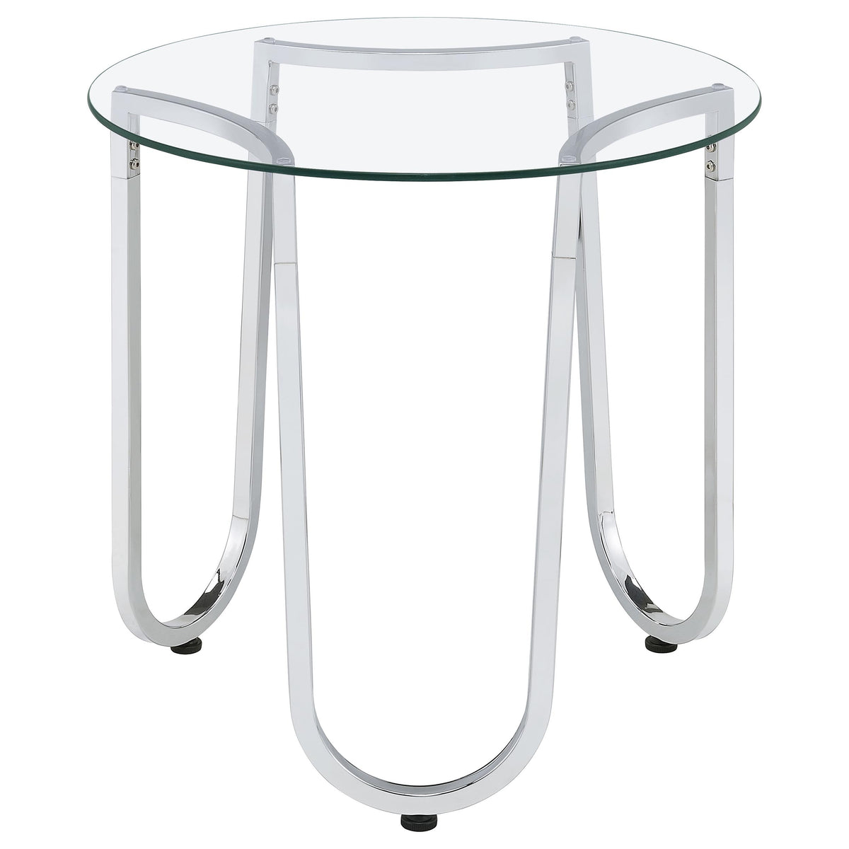 Beller Round Tempered Glass Top End Side Table Chrome