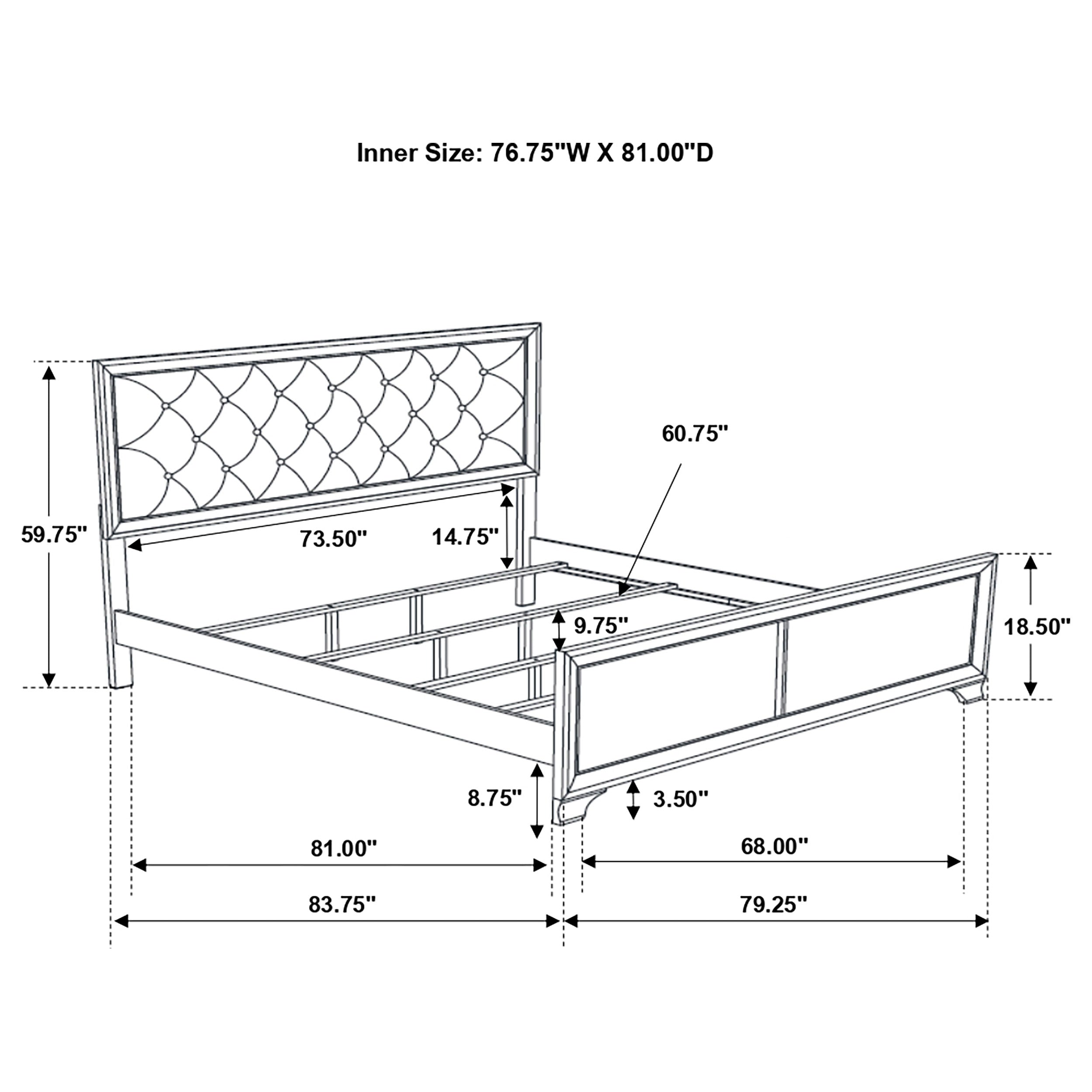 Beaumont Upholstered Eastern King Bed Champagne