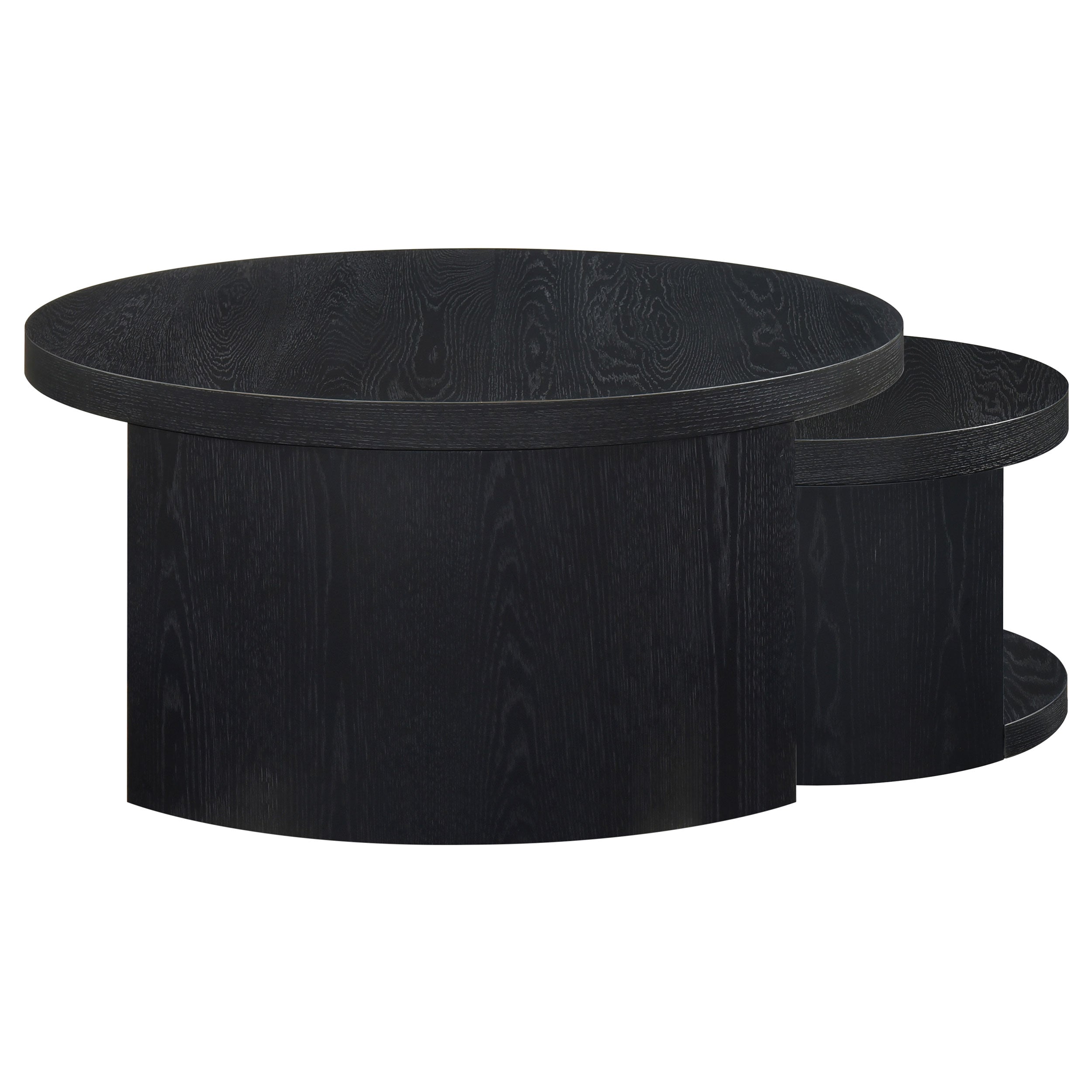 Sweeney 2-piece Round Wood Occasional Nesting Table Set Black