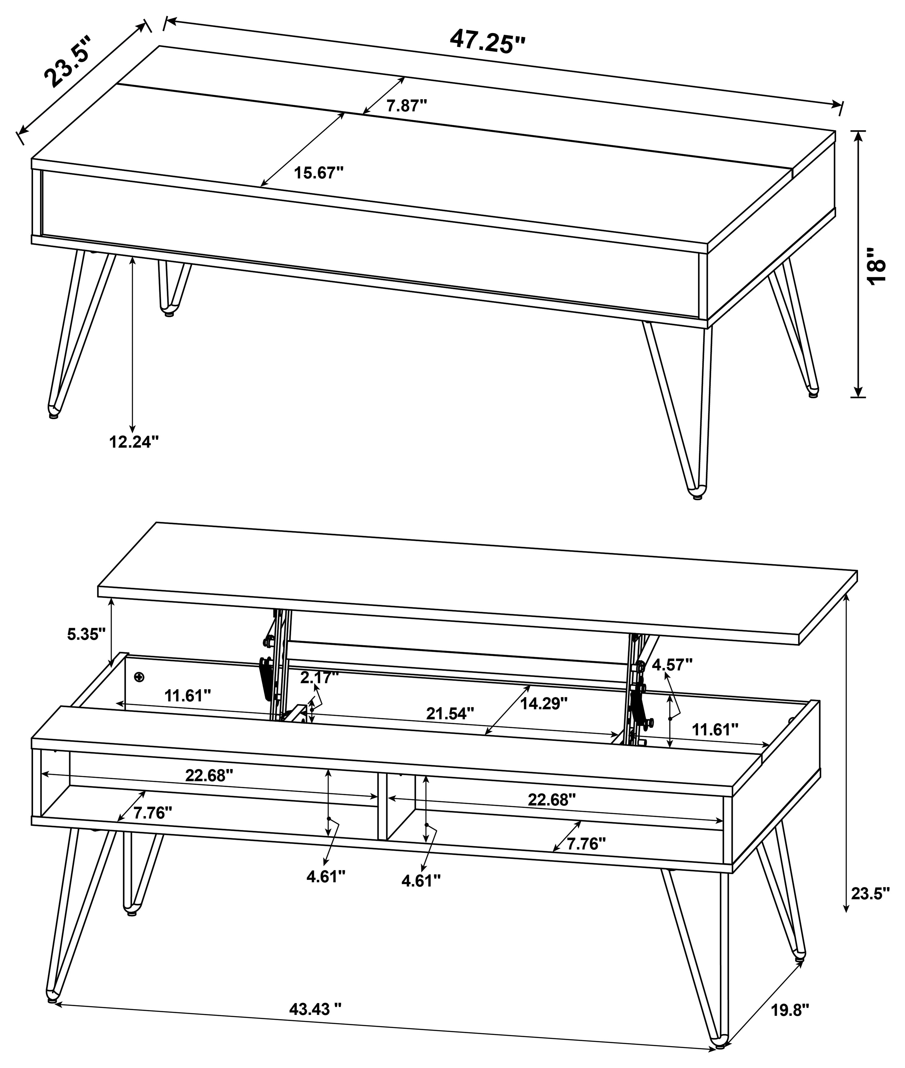 Fanning Lift Top Coffee Table