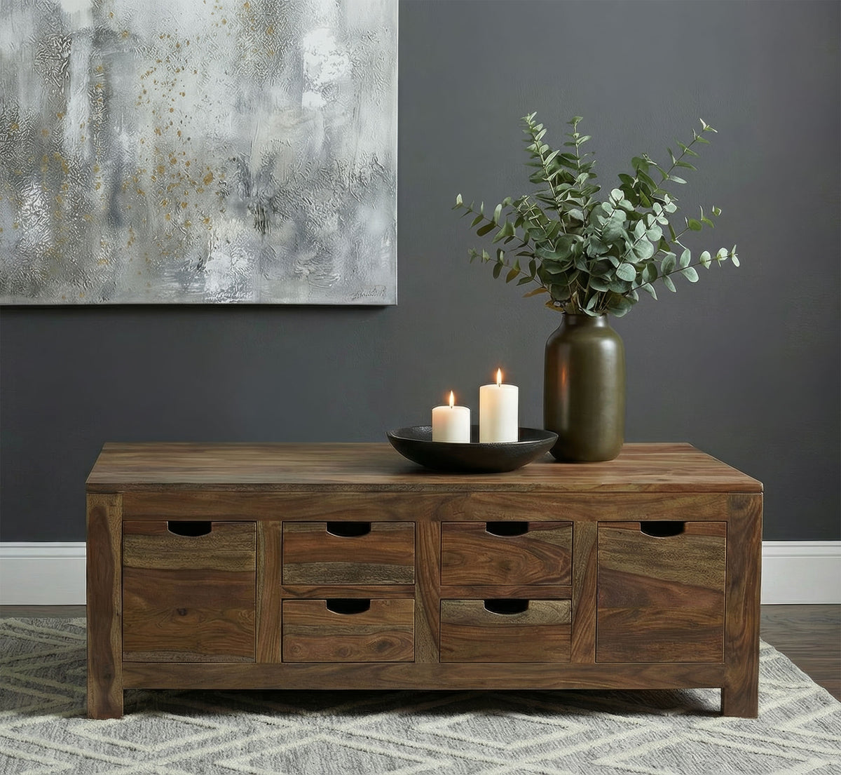 Esther 3-piece Solid Wood Coffee Table Set Natural Sheesham