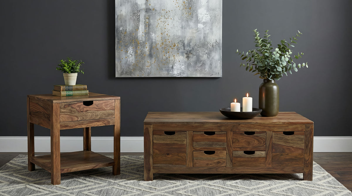 Esther 6-drawer Solid Wood Coffee Table Natural Sheesham