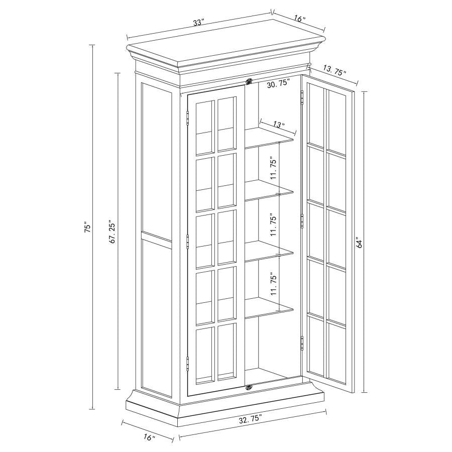 Rustic 2-door Tall Wood Cabinet in Antique White and Brown