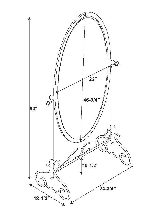 Clarisse Antique Gold Metal Oval Cheval Mirror