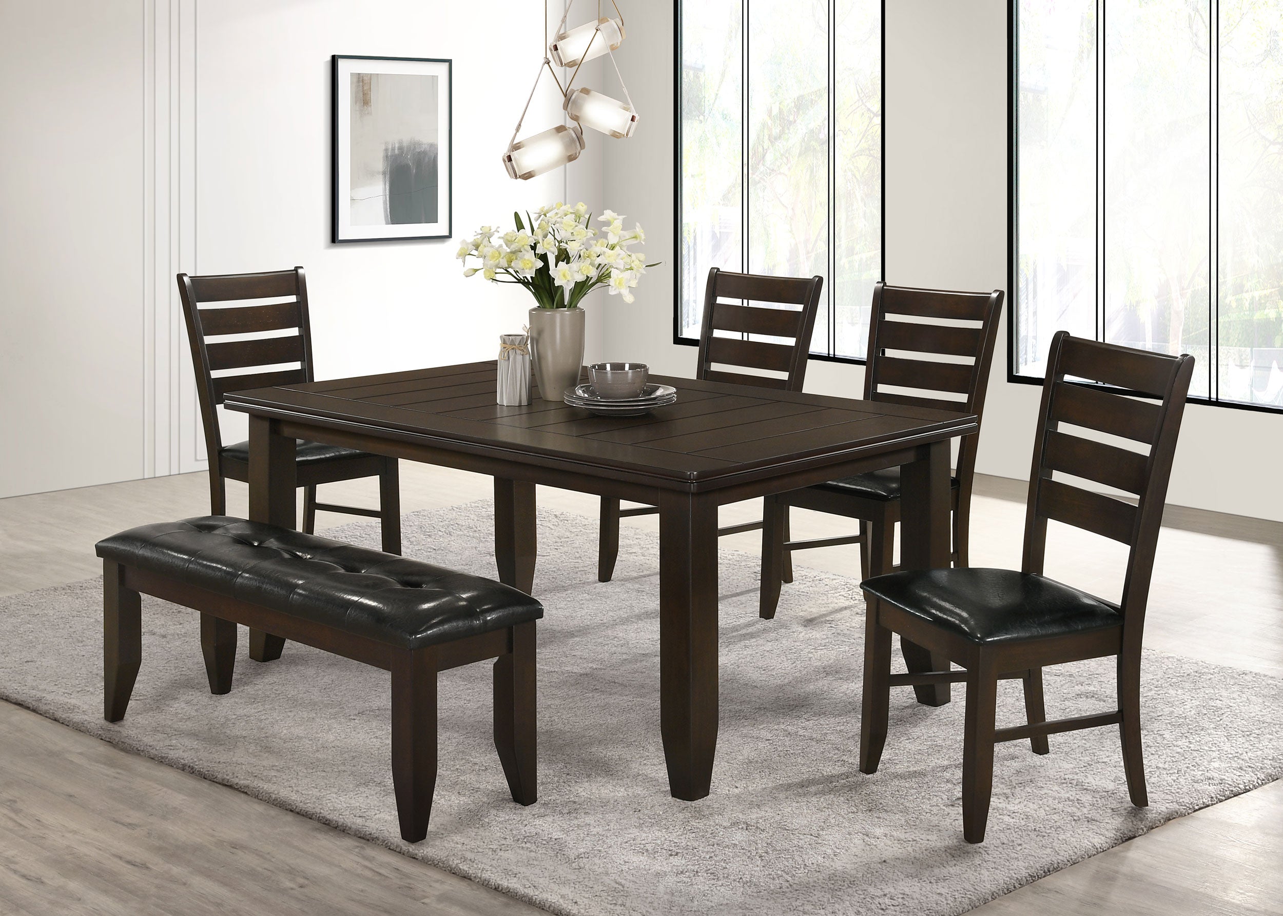 Dalila 6 PC Dining Room Set In Cappuccino and Black