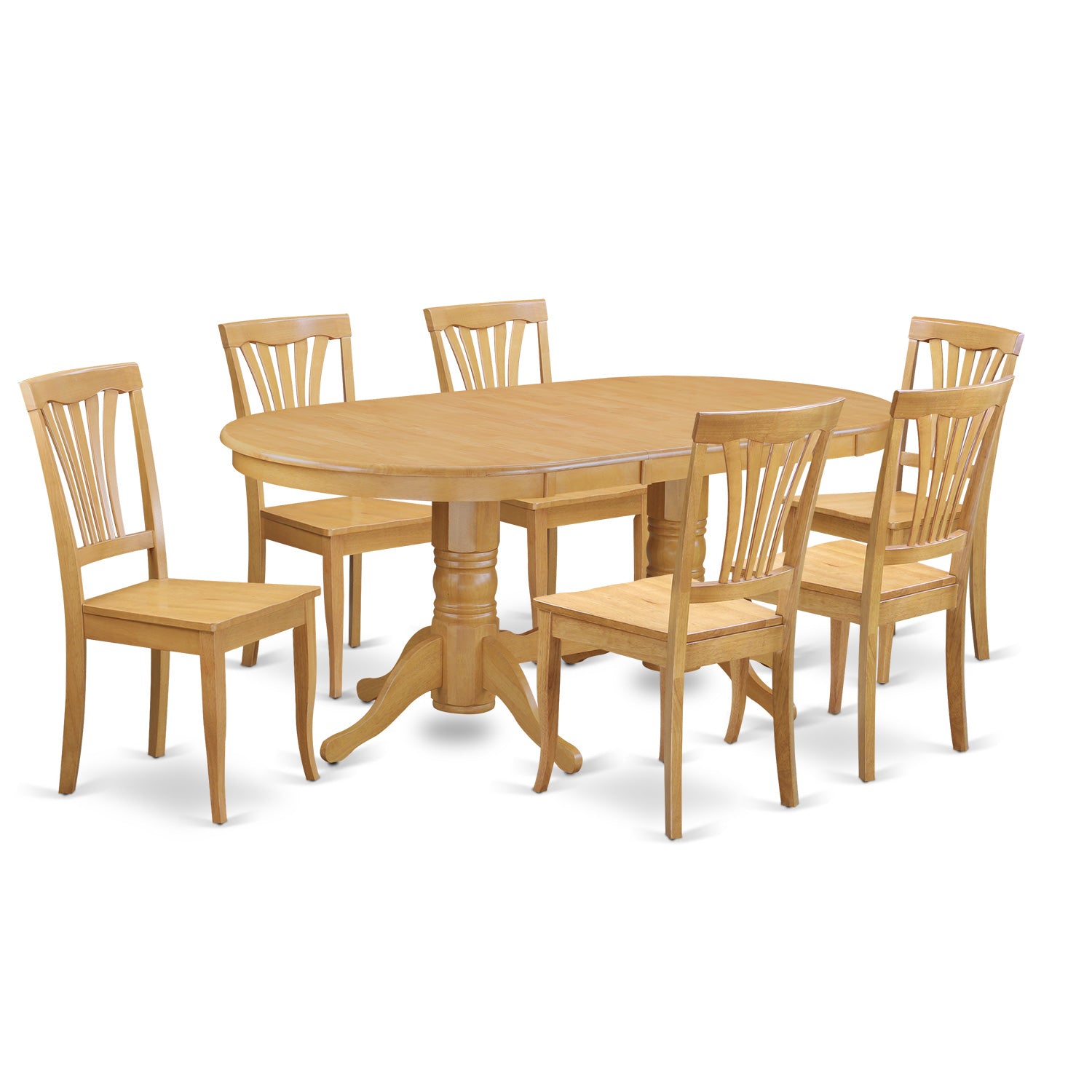 VAAV7-OAK-W 7 PC Dining room set Table with Leaf and 6 Dining Chairs