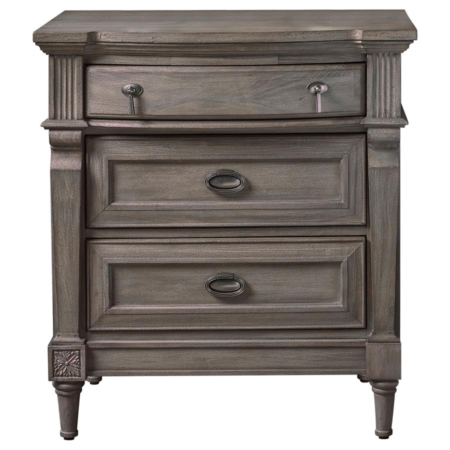 Alderwood 3-drawer Nightstand French Grey