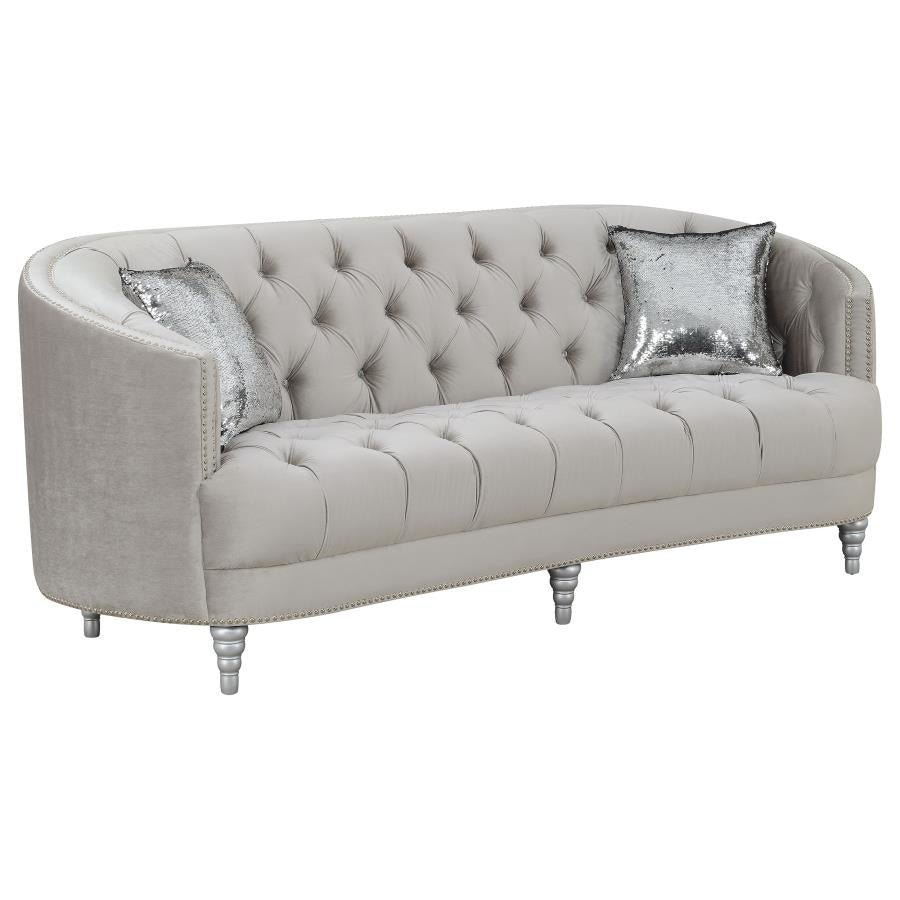 Avonlea 3-piece Tufted Velvet Living Room Sofa Loveseat Chair Set In Grey