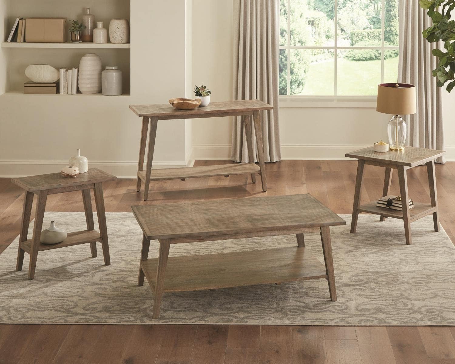 Milani Solid Wood Cocktail Coffee Table In Natural Mango Oak