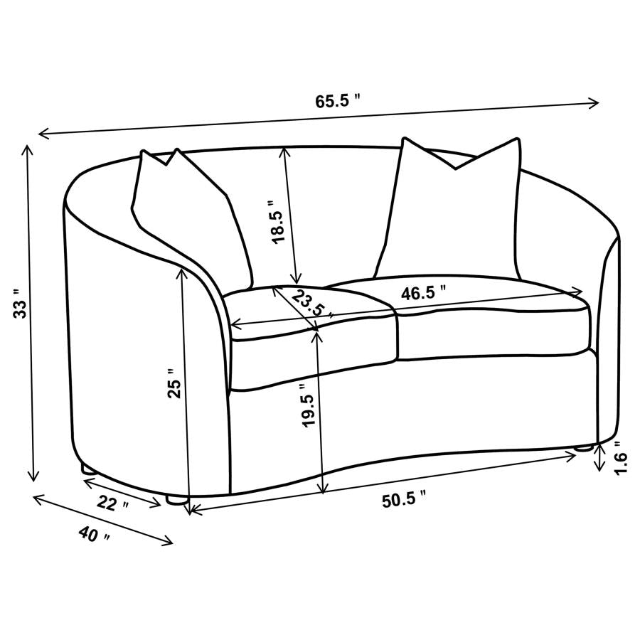 Rainn 2 PC Upholstered Tight Back Living Room Sofa And Loveseat Set in Latte