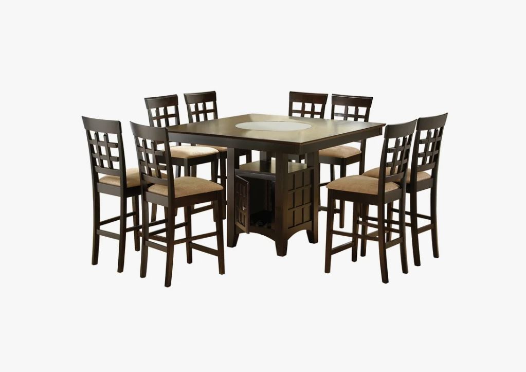 9 PC Square Gabriel Storage Counter Height Dining Room Table and stool Set