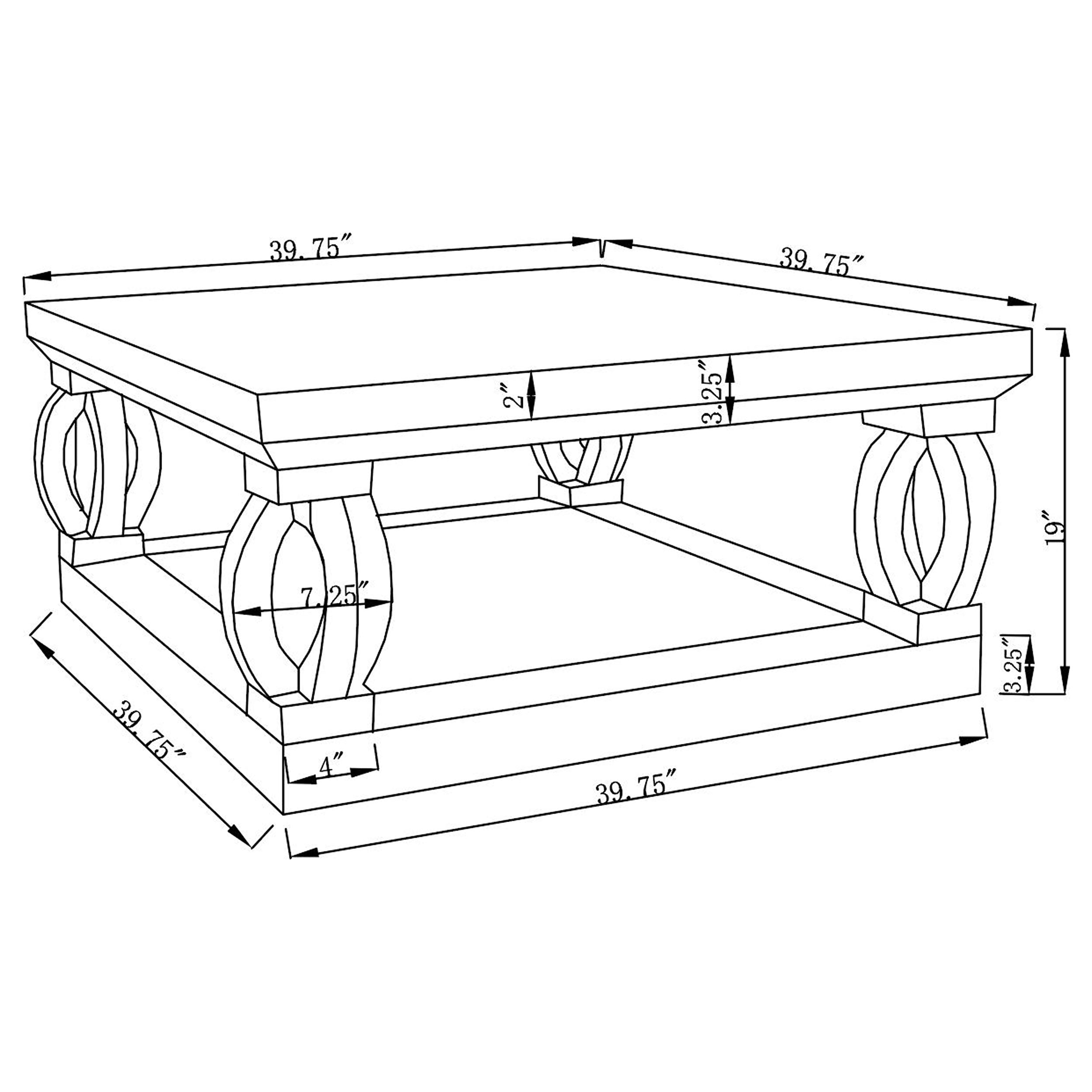 Modern Glam Mirrored Glass Top Acrylic Cocktail Coffee table With Shelf