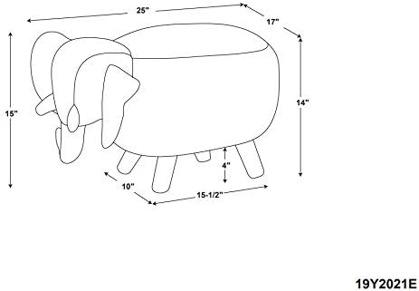 Powell Wallace Kids Baby Elephant Stool in Grey