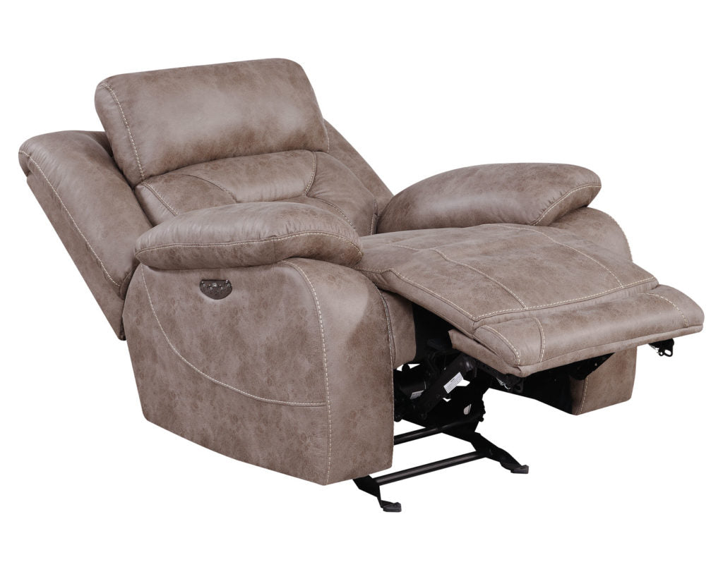 Aria Dual-Power Recliner with Memory Gel Foam, Power Features, and USB Port in Desert Sand