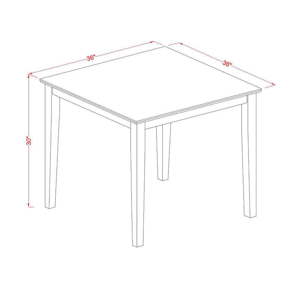 3Pc Square 36" White Dining Table With Parson Chairs Dinette Set