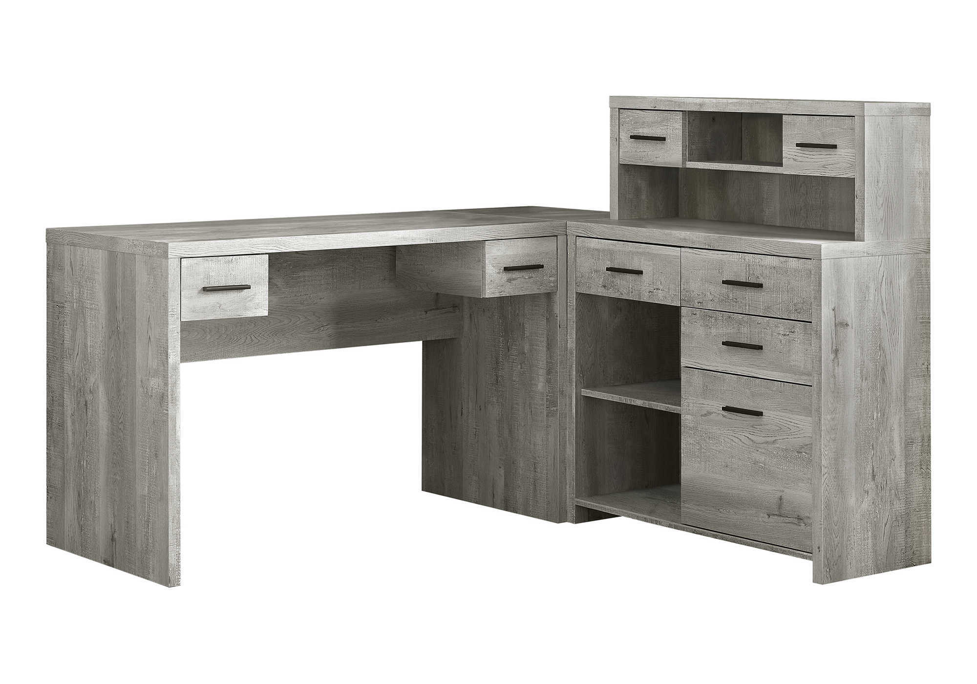 Rustic Reclaimed Gray L Shaped Right or Left Reversible Corner Computer Desk