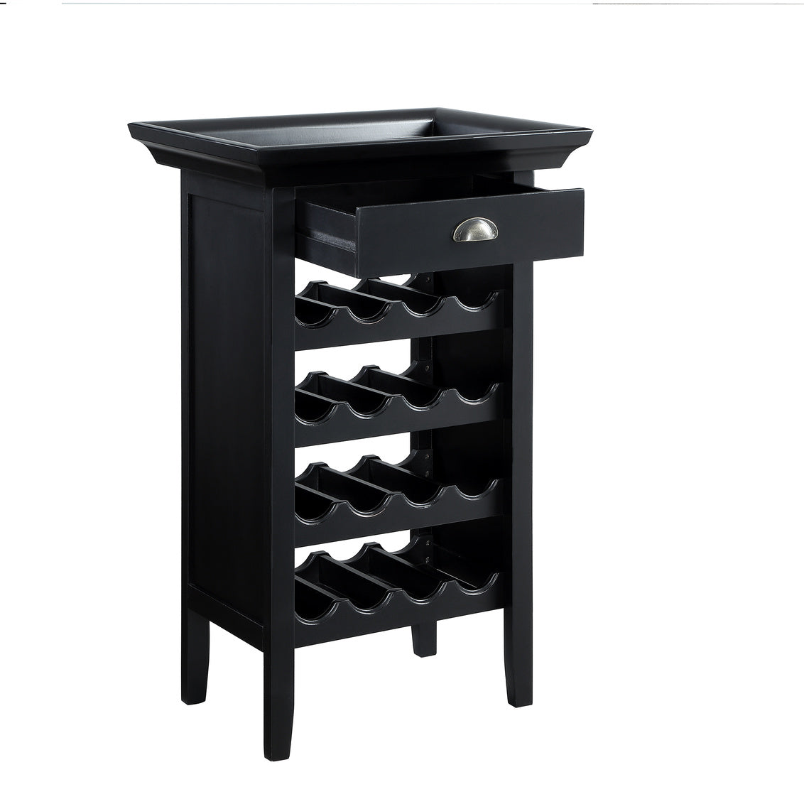 Powell Black with Merlot Rub Through Wine Cabinet With Removable Tray