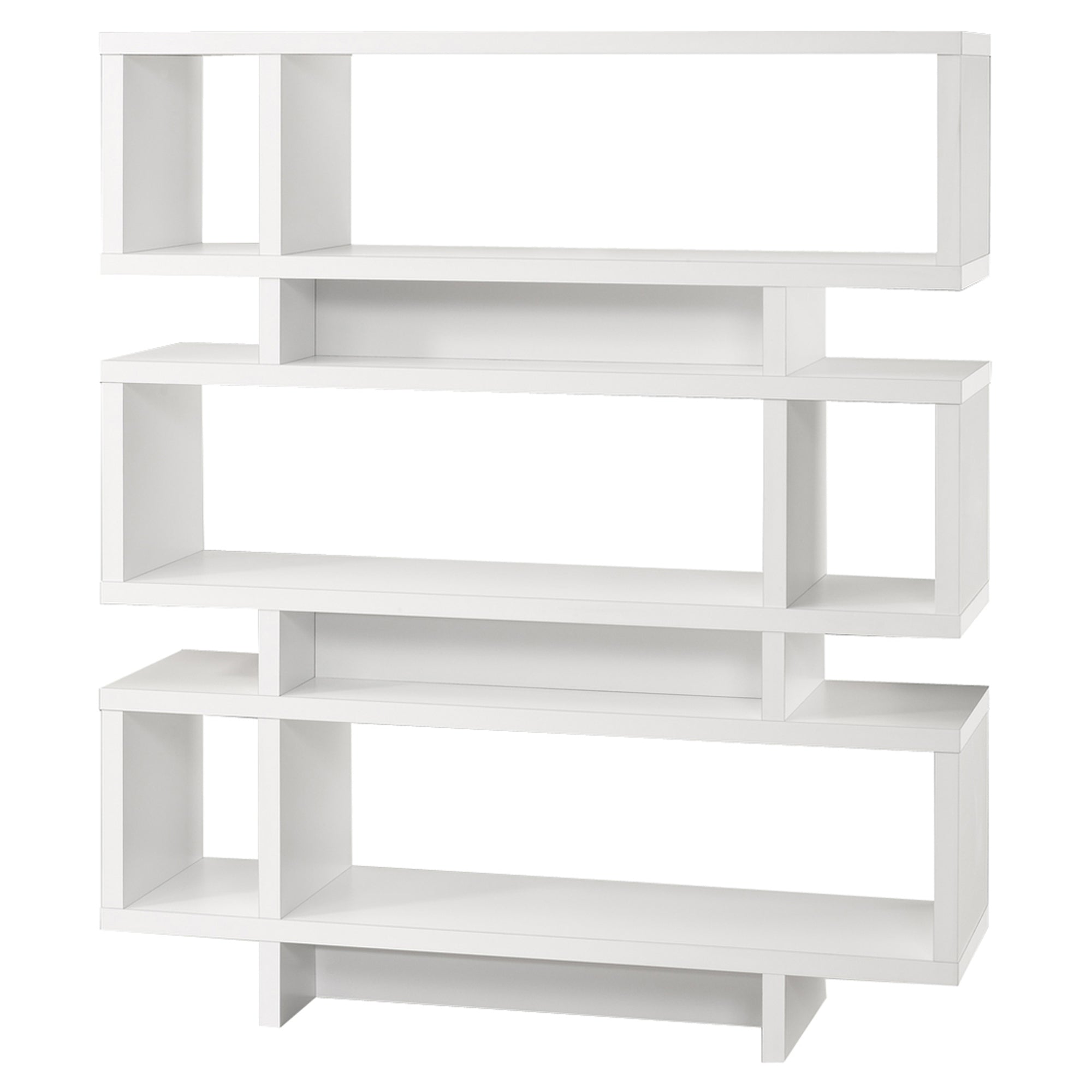 55" H 4 Tier Geomatrical Bookshelf Bookcase Etagere in White