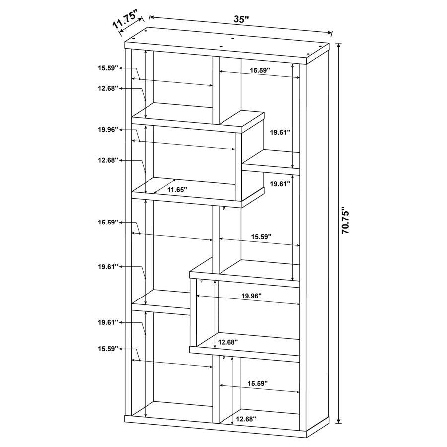 Modern Multiple Cube Geometric 10-Shelf Bookcase White