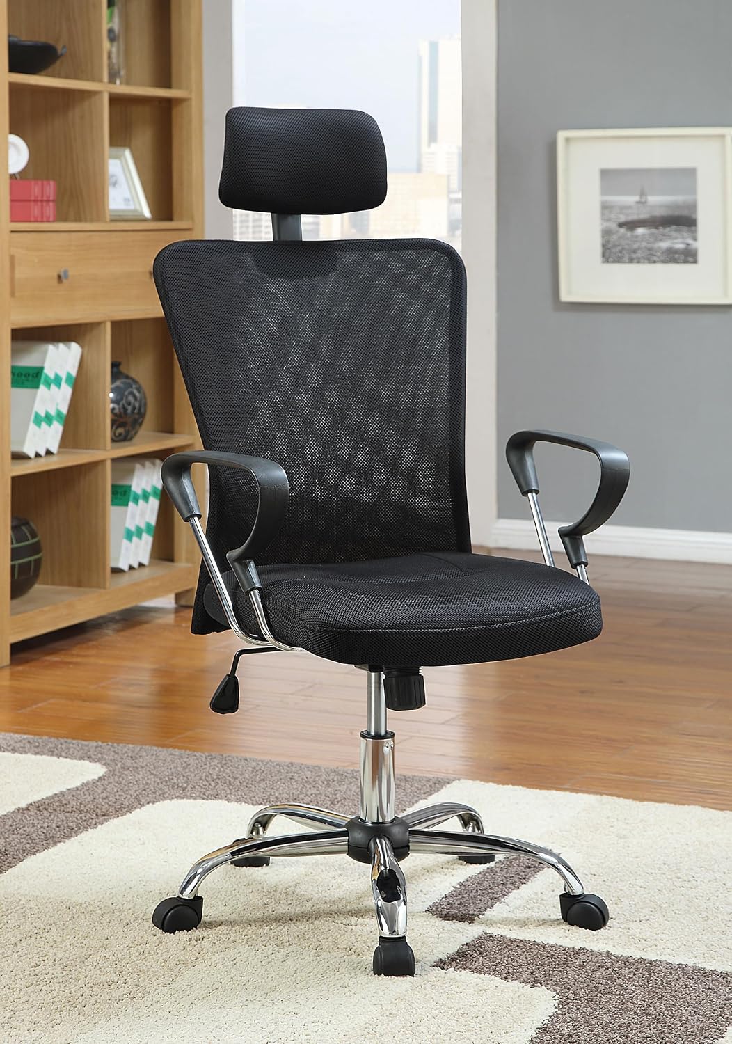 Coaster Stark Fabric Mesh Office Chair with Casters in Black