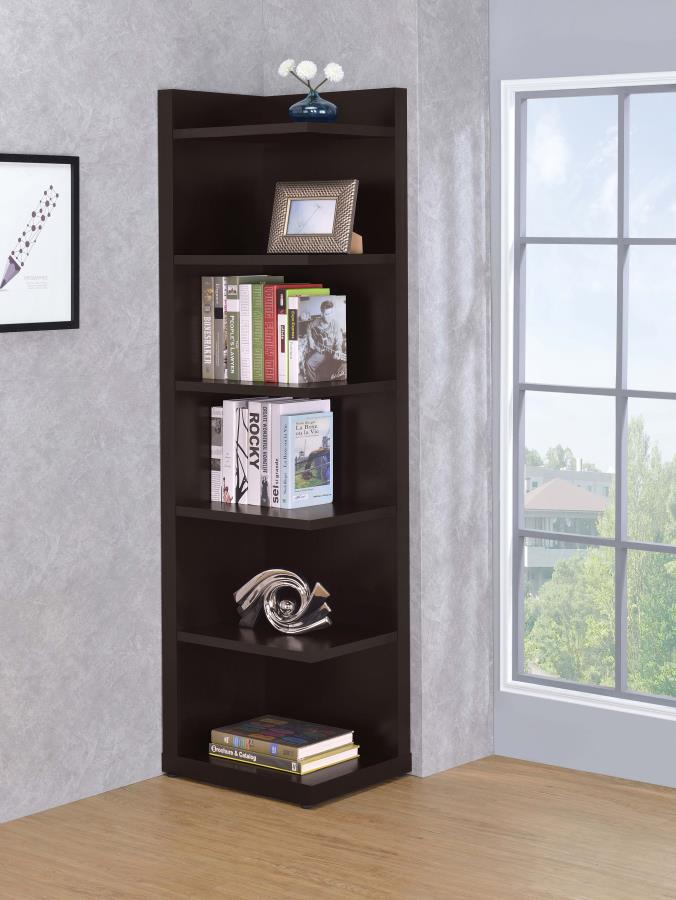 Regata 6-tier Corner Bookcase in Cappuccino Finish