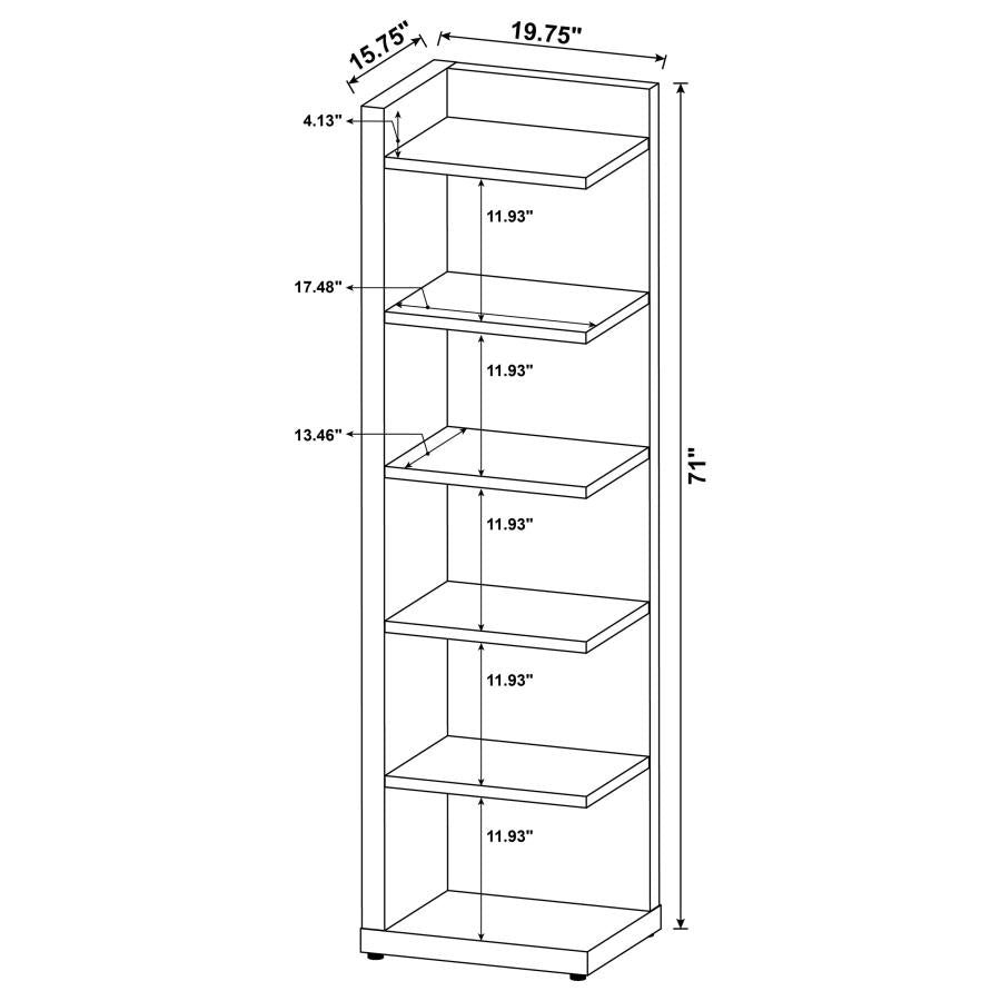 Regata 6-tier Corner Bookcase in Cappuccino Finish