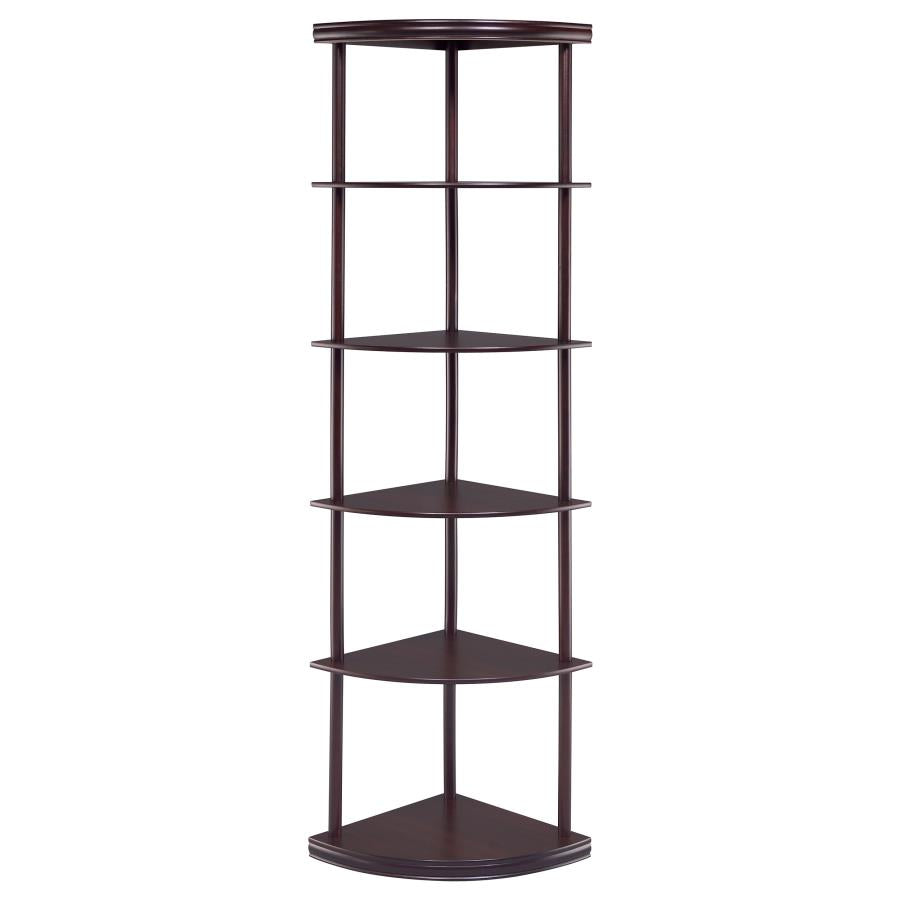 Bonwick 5-shelf Corner Bookshelf Cappuccino