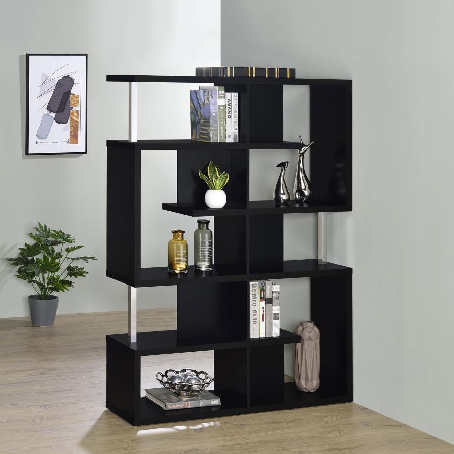 Contemporary 5-Tier Bookcase Black And Chrome