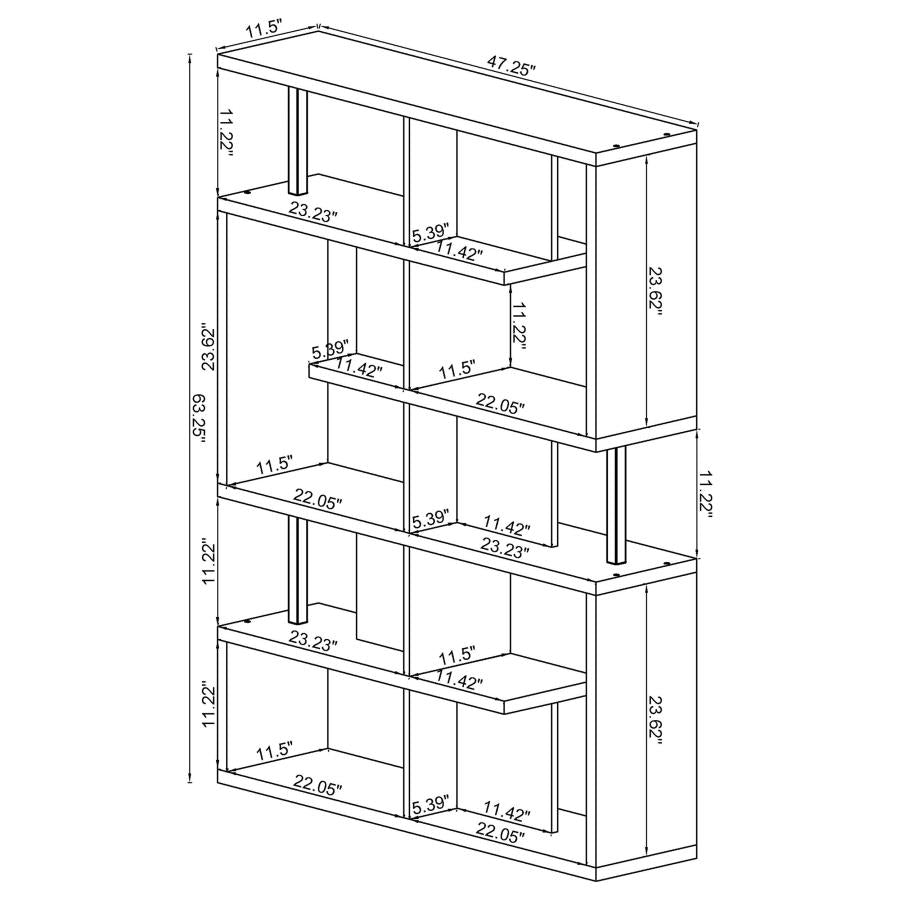 Contemporary 5-Tier Bookcase Black And Chrome