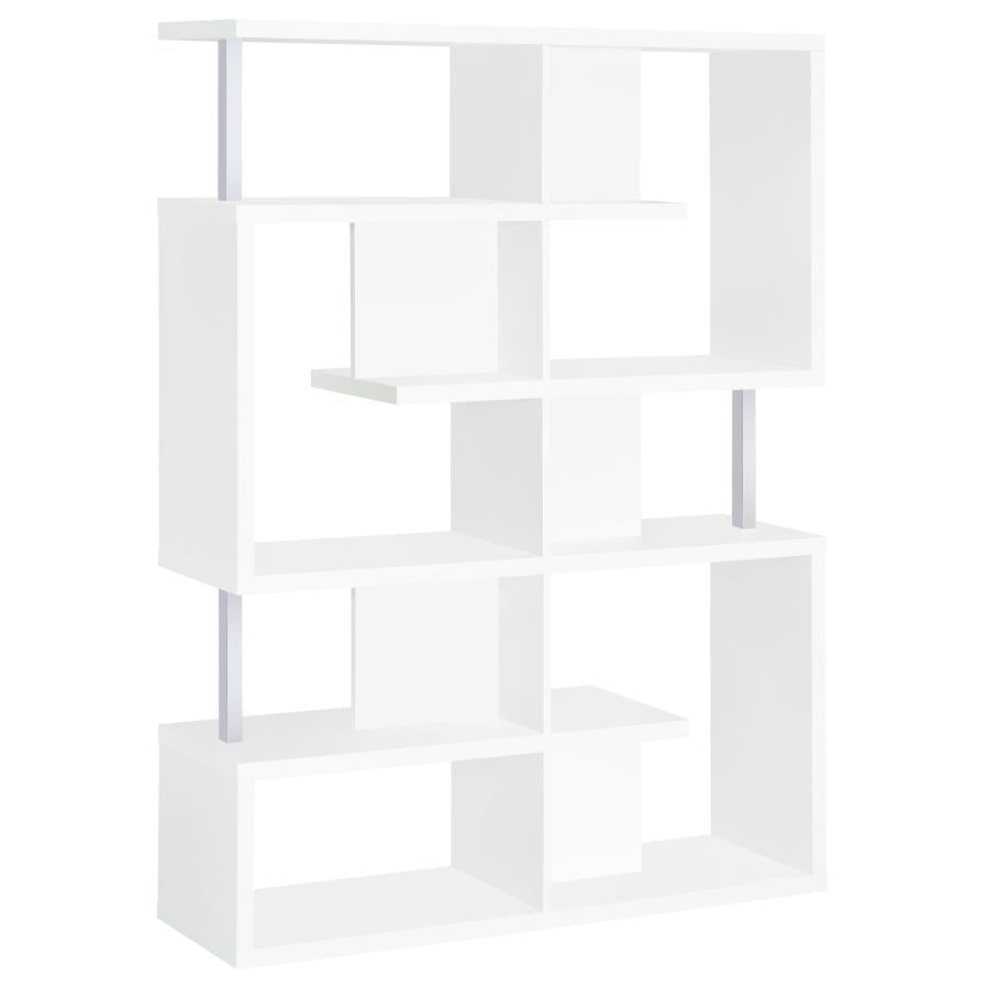 Coaster Home Office Geometric Design 5-Tier Bookcase Shelf White And Chrome