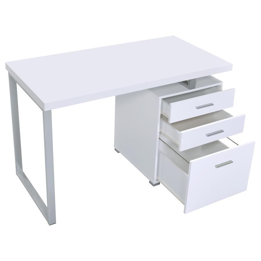 Brennan Office Desk with Drawers File Cabinet - White