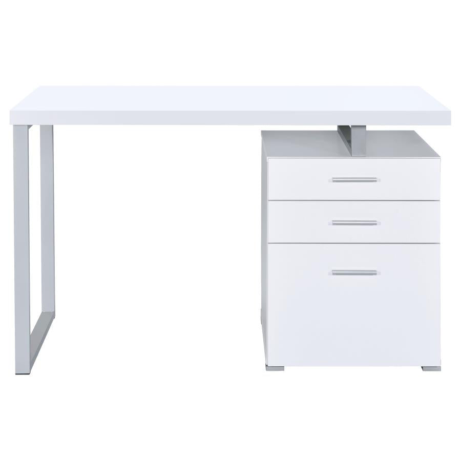 Brennan Office Desk with Drawers File Cabinet - White