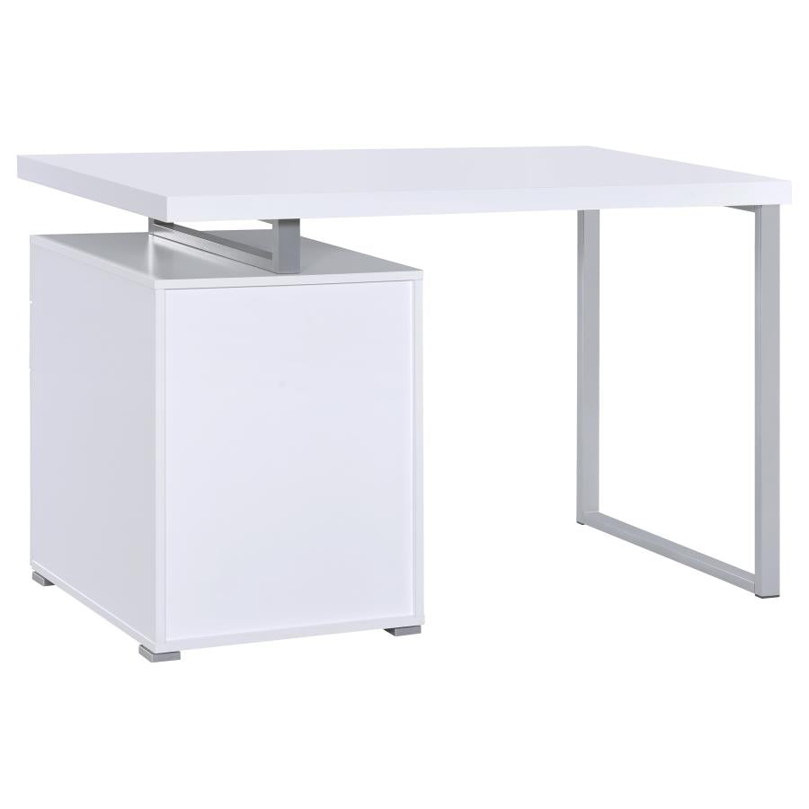 Brennan Office Desk with Drawers File Cabinet - White