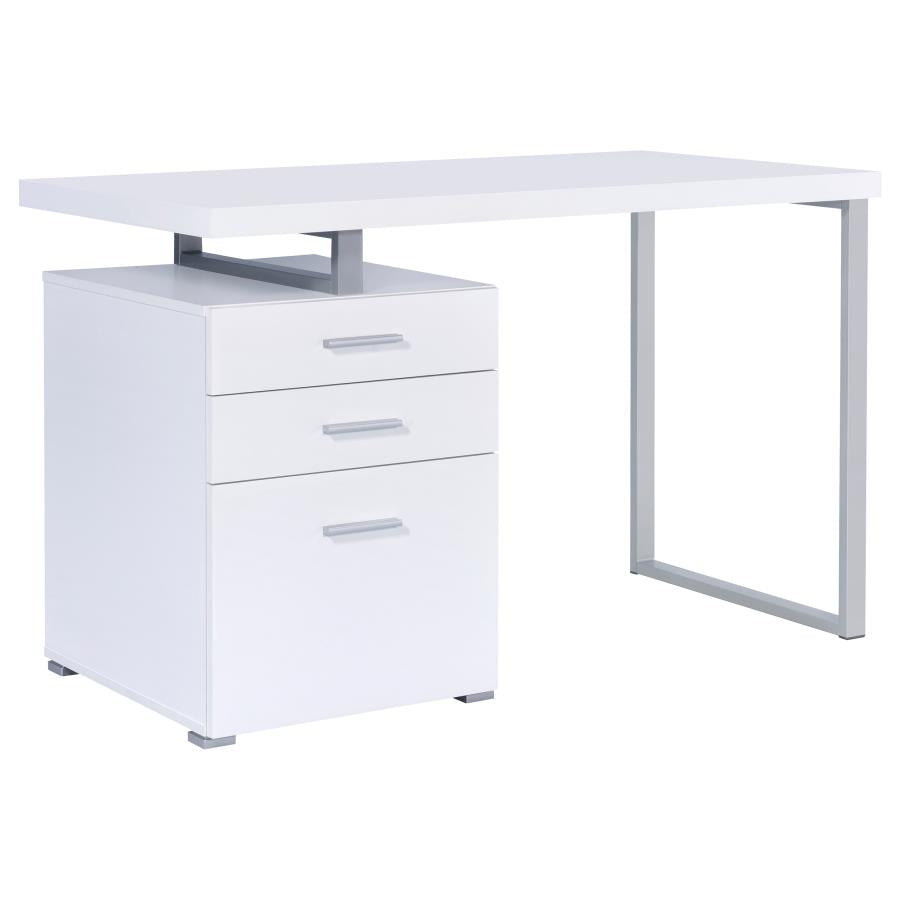 Brennan Office Desk with Drawers File Cabinet - White