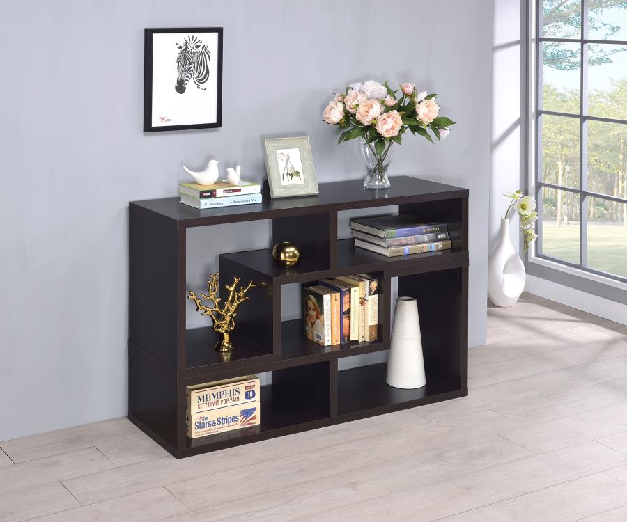 Velma Modern Convertable Bookcase And TV Console in Cappuccino