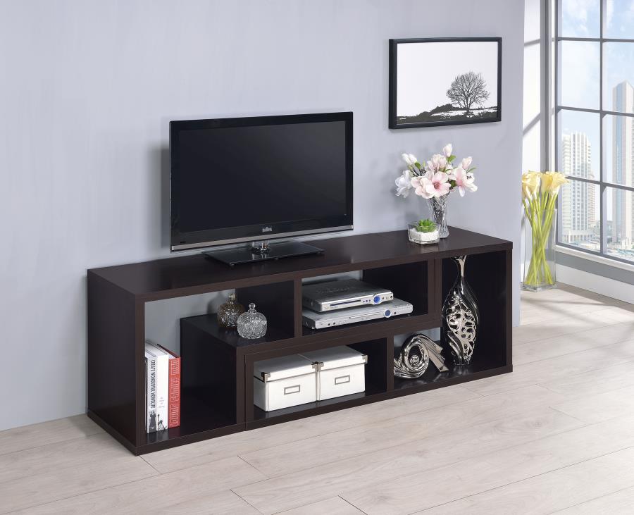 Velma Modern Convertable Bookcase And TV Console in Cappuccino