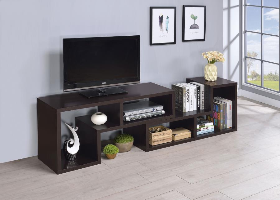 Velma Modern Convertable Bookcase And TV Console in Cappuccino