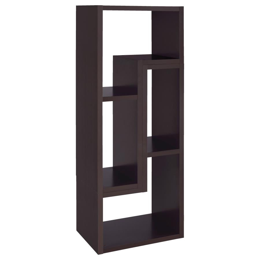 Velma Modern Convertable Bookcase And TV Console in Cappuccino