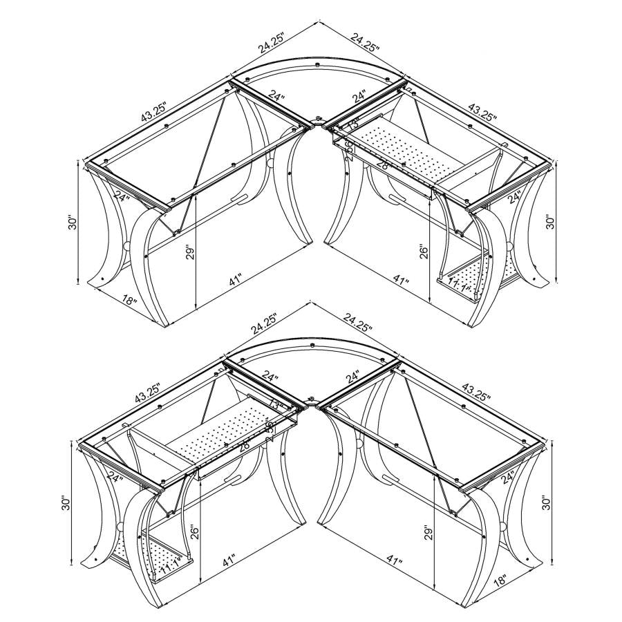 Monterey 3-piece L-shaped Computer Desk Set Cappuccino