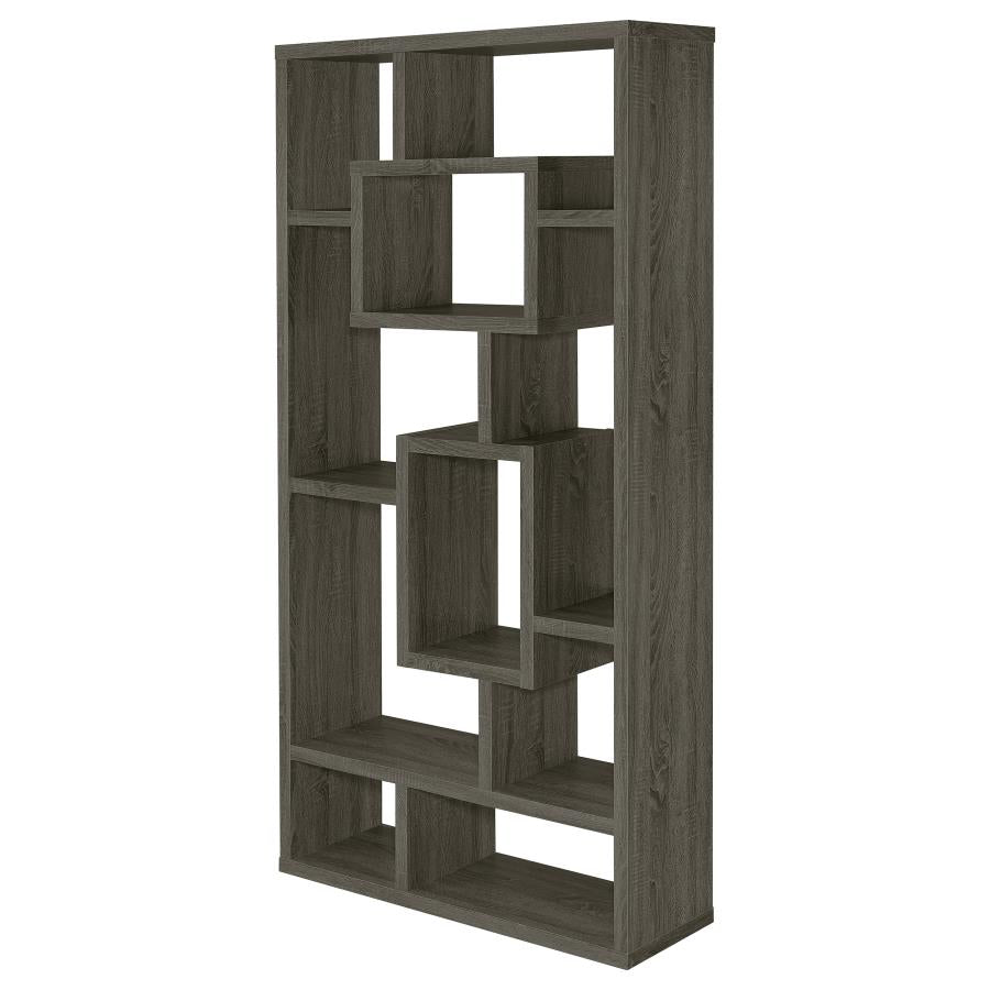 Howie 10-Shelf Multiple Cubed Rectangular Bookcase Weathered Gray