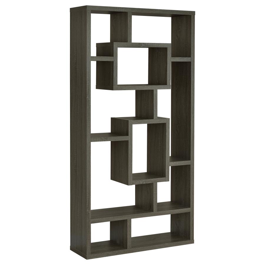 Howie 10-Shelf Multiple Cubed Rectangular Bookcase Weathered Gray