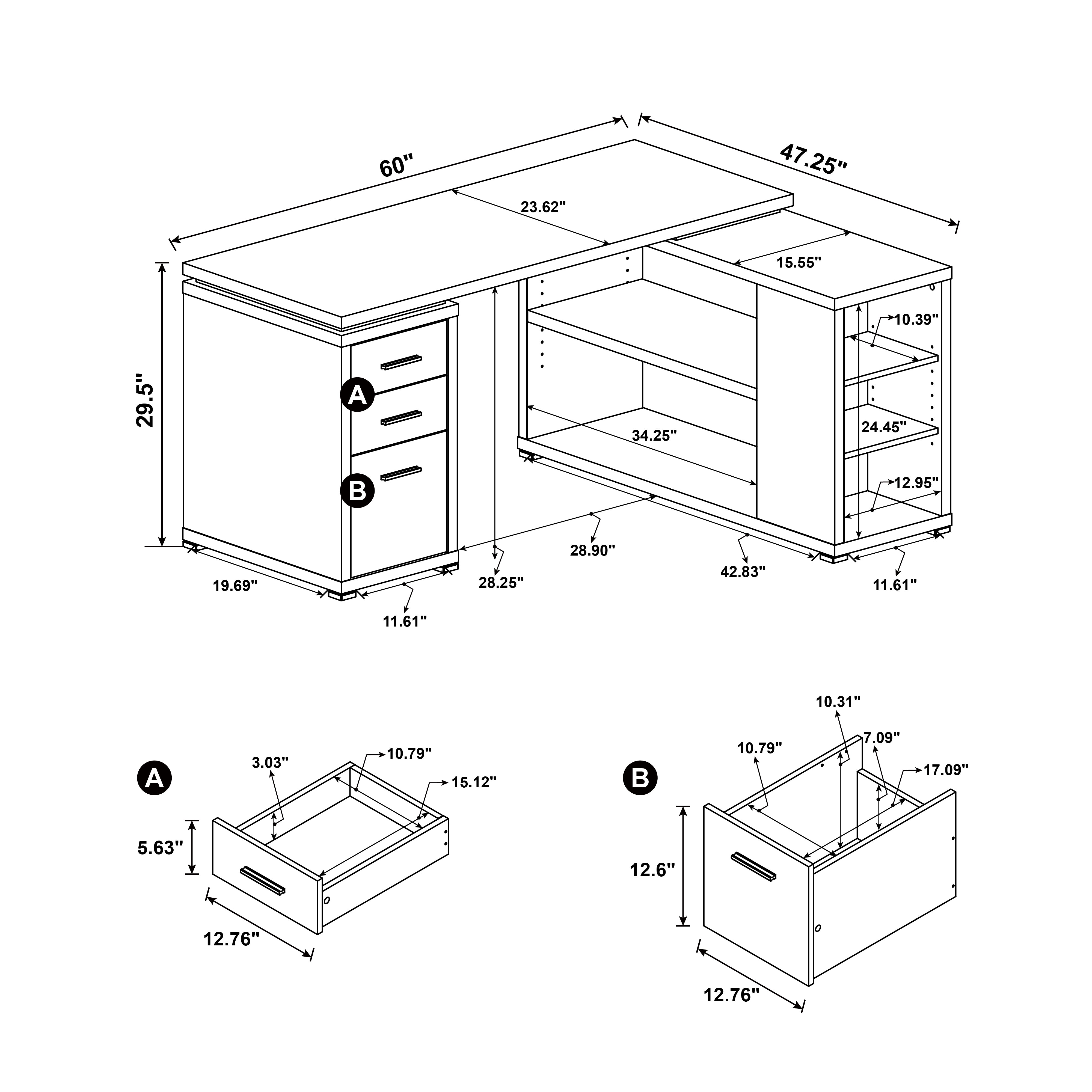 Yvette L-Shape Desk