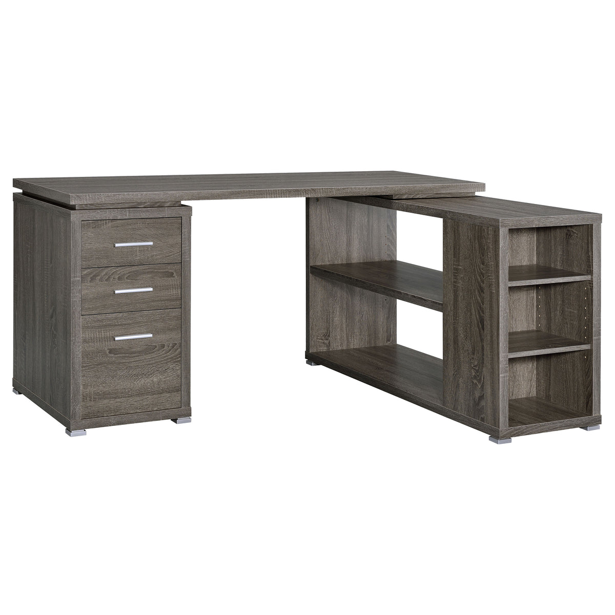 Yvette L-Shape Computer Desk Weathered Grey