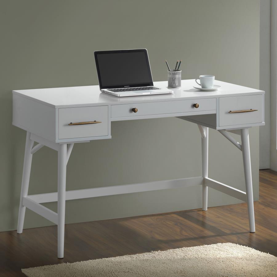 Coaster Mid-century Modern Style Writing Desk in White